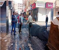 " سوهاج " : استمرار أعمال الرصف بشارع " المحكمة " وتفرعاته بطهطا