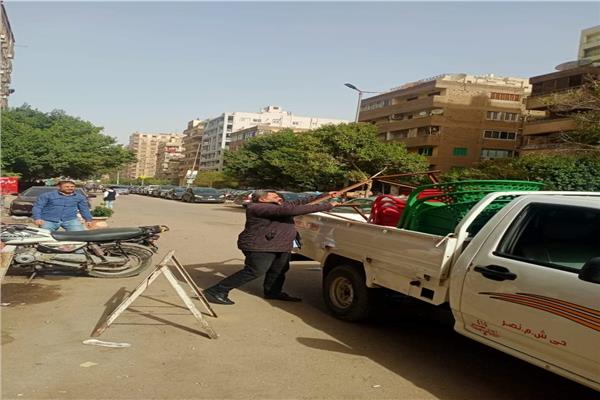 حملة رفع اشغالات بشوارع  حي شرق مدينة نصر 