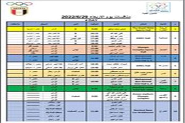 جدول منافسات المصريين