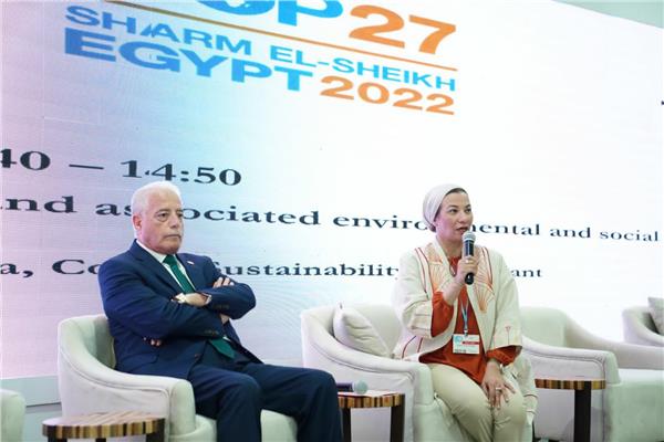  الدكتورة ياسمين فؤاد وزيرة البيئة في جلسة الاستدامة 