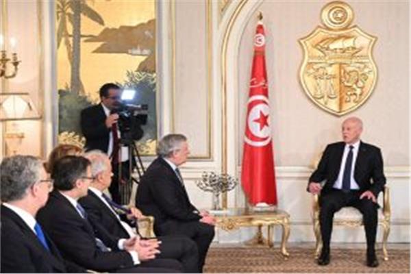 الرئيس التونسي قيس سعيد، نائب رئيس الوزراء، وزير الخارجية الإيطالي 