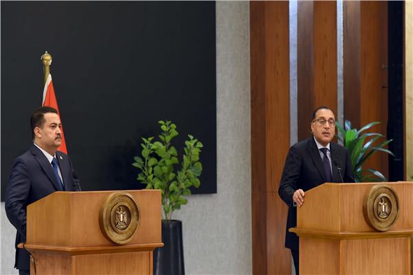  المؤتمر الصحفي لرئيسي وزراء مصر والعراق: