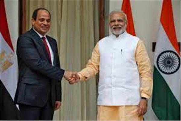 الرئيس عبد الفتاح السيسي  يستقبل  ناريندرا مودي، رئيس وزراء الهند اليوم في قصر الاتحادي