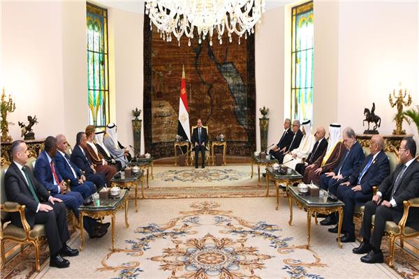 الرئيس السيسي خلال استقباله رؤساء المجالس والبرلمانات العربية 