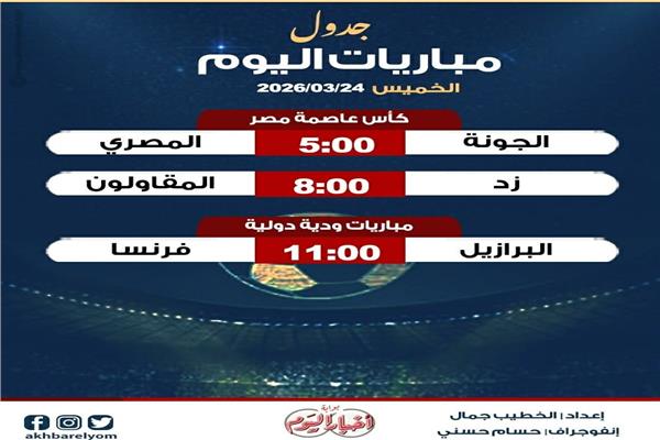 موعد مباريات اليوم