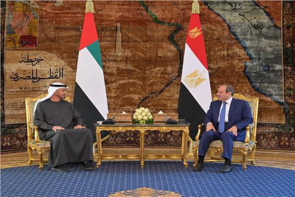 جانب من لقاء الرئيس السيسي والشيخ محمد بن زايد آل نهيان رئيس دولة الإمارات 
