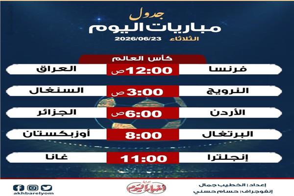 موعد مباريات اليوم