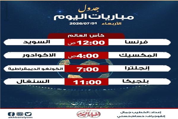موعد مباريات اليوم