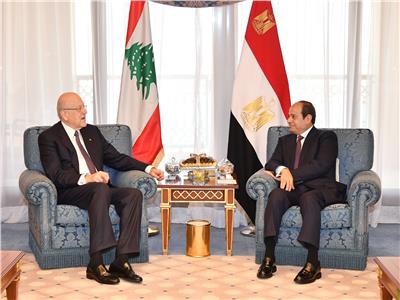الرئيس السيسي يستقبل رئيس الوزراء اللبناني بمقر إقامته في جدة