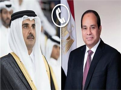 الرئيس السيسي  يتلقى اتصالًا هاتفيًا من أمير قطر