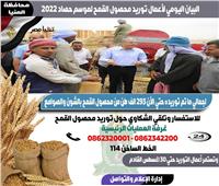المنيا: توريد 293 ألف طن من الأقماح بالشون والصوامع الحكومية 