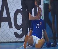 لحظة إصابة أحمد هشام سيسا‎‎ في مباراة  الأهلي والترجي ببطولة إفريقيا لكرة اليد