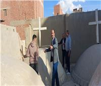 إزالة حائط آيل للسقوط بسطح كنيسة درب العيد بمدينة بني سويف