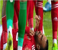 إصابة دموية لأفشة في مباراة الأهلي والمصري بالدوري
