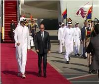 الرئيس السيسي يستقبل الشيخ تميم بن حمد أمير قطر بمطار القاهرة