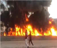 حريق هائل على الطريق الزراعى بكفر الدواربانقلاب تريللا محملة بمازوت