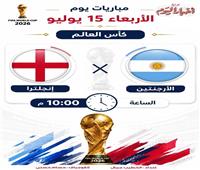 موعد مباريات اليوم الأربعاء 15 يوليو 2026 | إنفوجراف